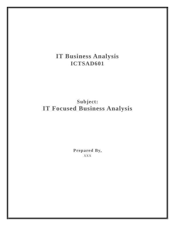 IT Business Analysis ICTSAD601_1