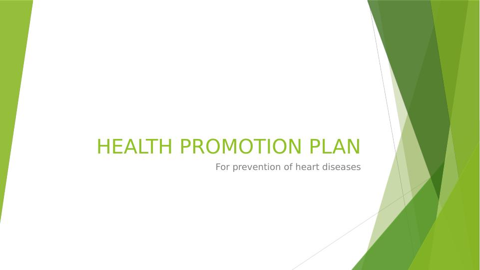 Health Promotion Plan Of Heart Diseases_1