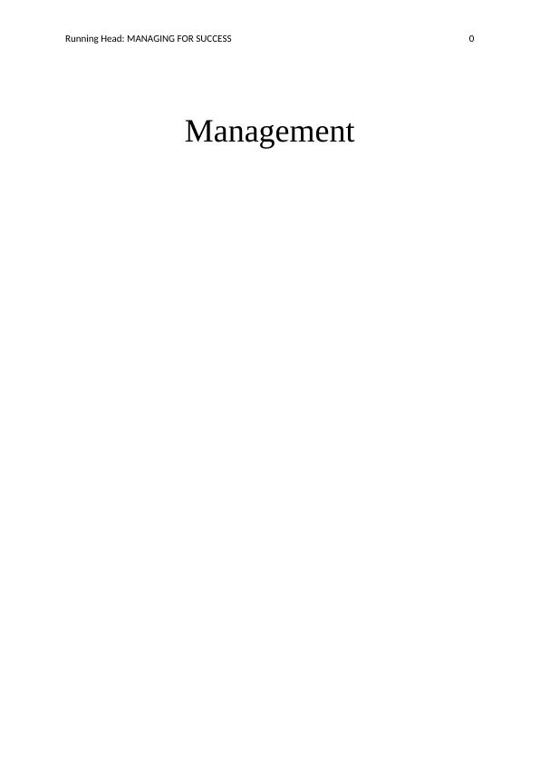 Managing for Success: Issues and Solutions in People Management_1