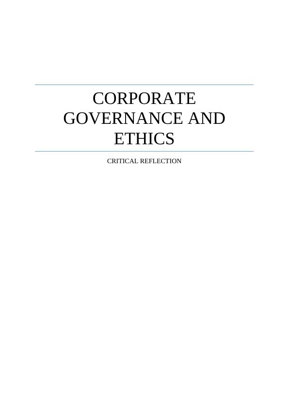 corporate governance and ethics assignment