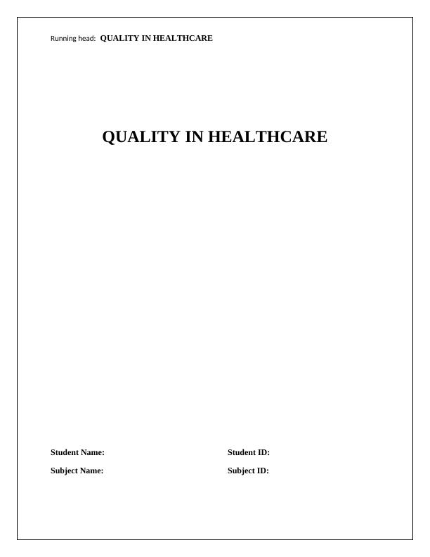 HCA 450 - Quality Management in Health Care Assignment_1