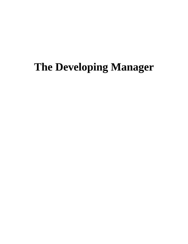 The Developing Manager - Assignment_1