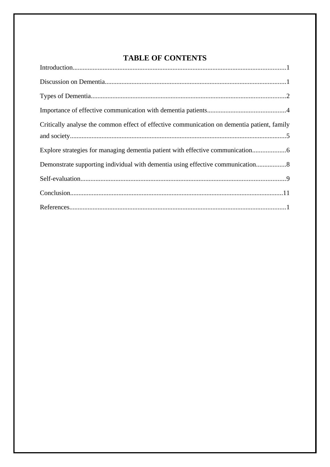 Impact of Effective Communication on Patient with Dementia