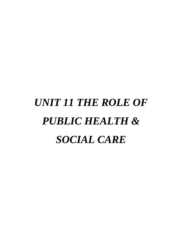 Unit 11 Role of Public Health in Health and Social Care_1