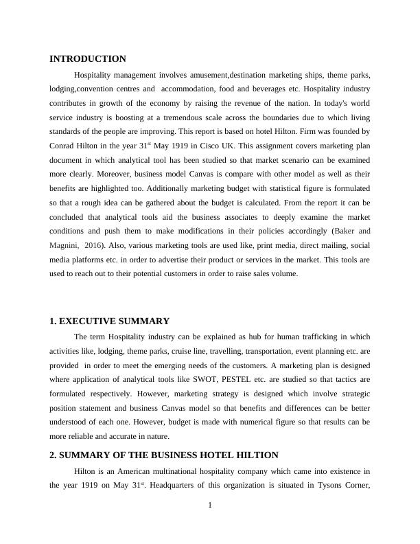 Marketing Plan For Hospitality : Hilton hotel_4