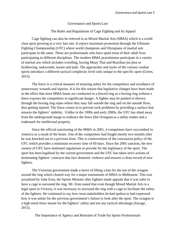 Governance and Sports Law