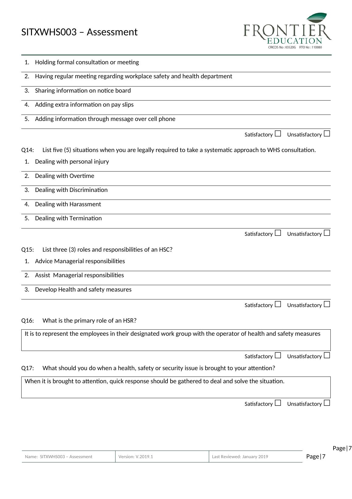 SITXWHS003 Implement and Monitor Work Health and Safety Practices ...