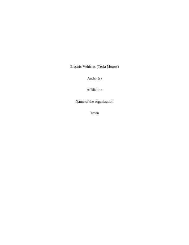 (PDF) Electric vehicles – An Introduction of the Tesla case_1
