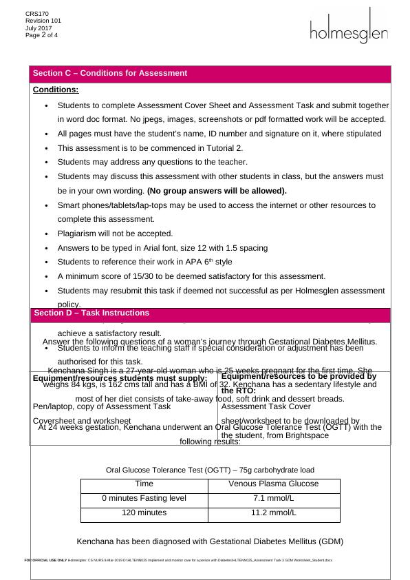 Assessment Task 1: Gestational Diabetes Mellitus Tutorial