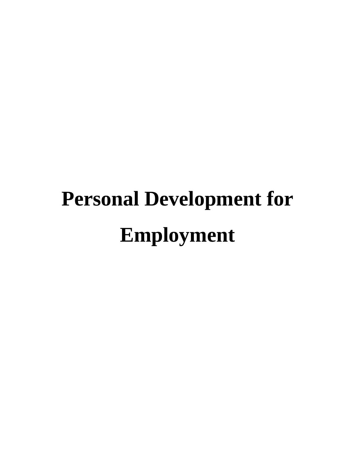 Report on Personal Development for Employment_1