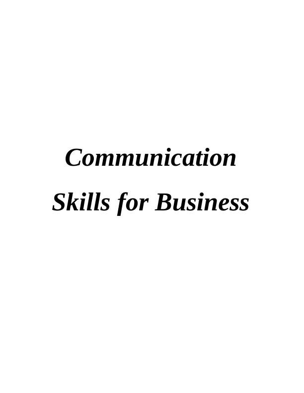 (PDF) Communication Skills for Business Assignment_1