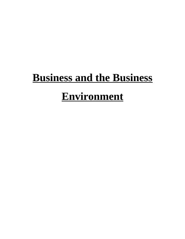 The Business and the Business Environment TABLE OF CONTENTS_1