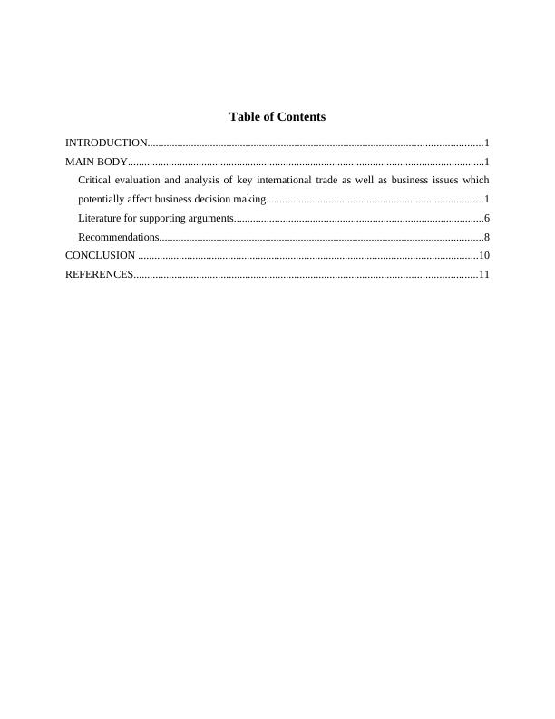 Managing International Trade: A Critical Evaluation of Key Issues