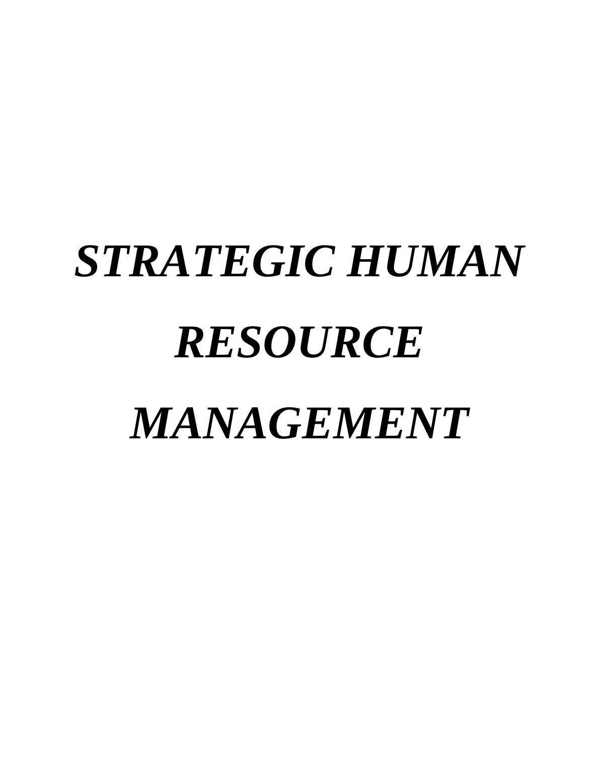 Strategic Human Resources Management (SHRM) at Amazon