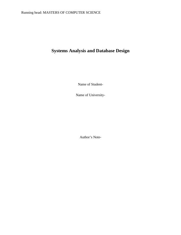 Systems Analysis and Database Design_1
