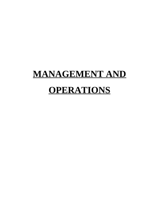 Management and Operations - Morrisons Assignment