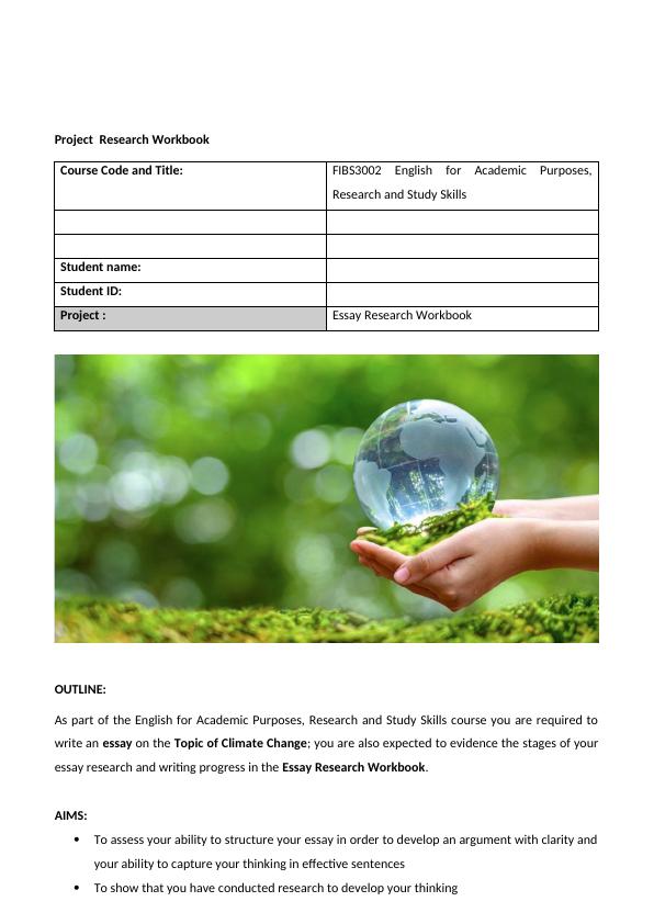 Essay Research Workbook for Climate Change_1