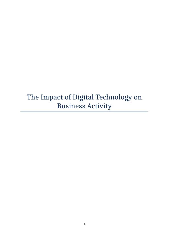 The Impact of Digital Technology on Business Activity Introduction_1