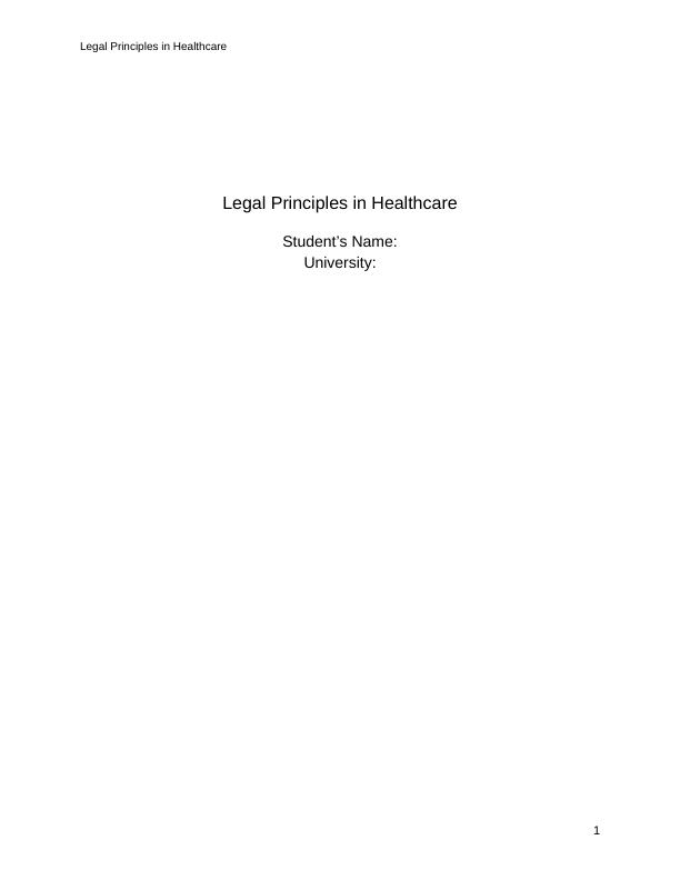 Legal Principles in Healthcare | Study_1