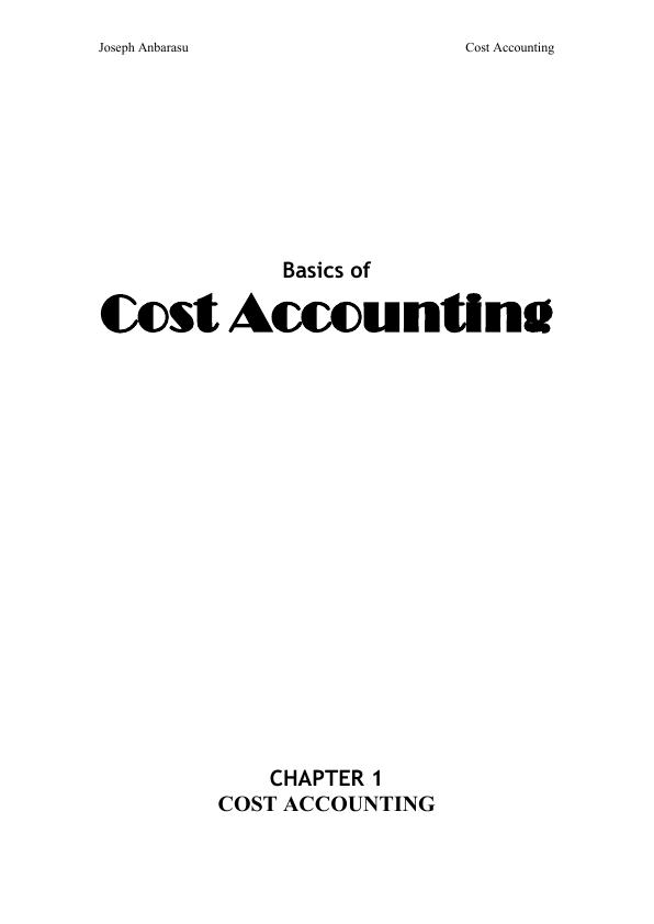 Chapter 1 Cost Accounting PDF