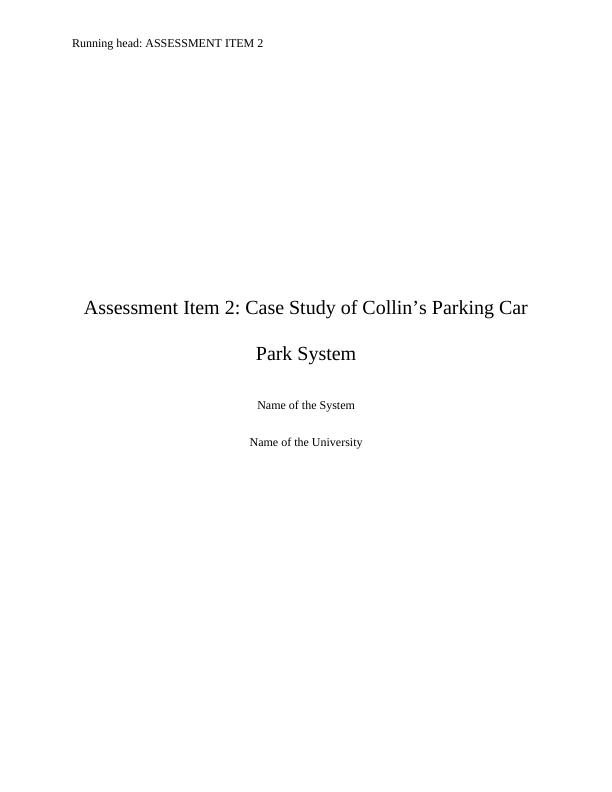 Collin Parking Car Park System Name of the University_1