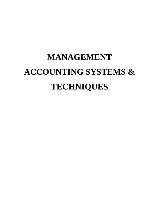 Management Accounting Systems & Techniques_1
