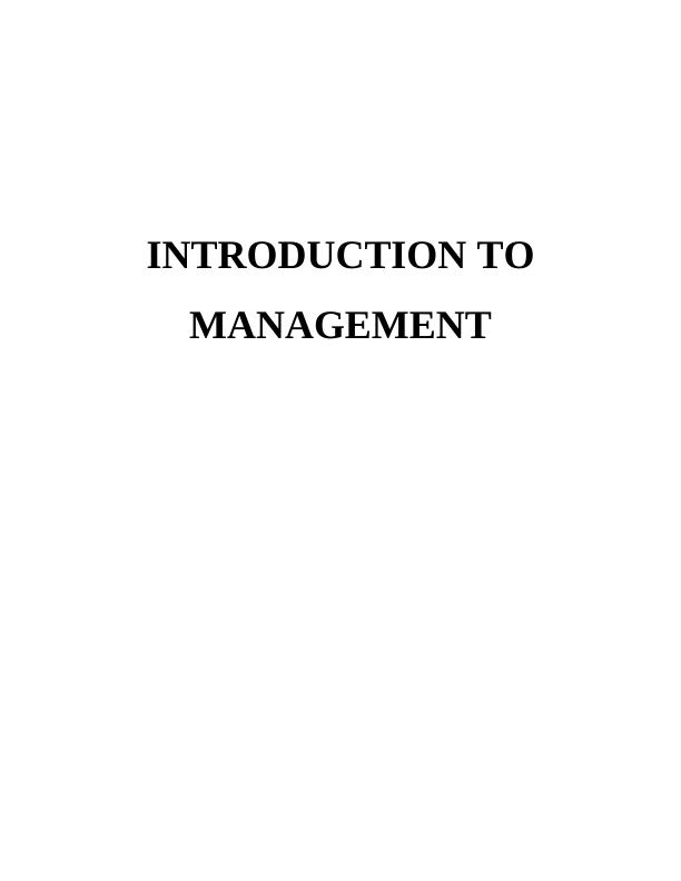 assignment on introduction to management