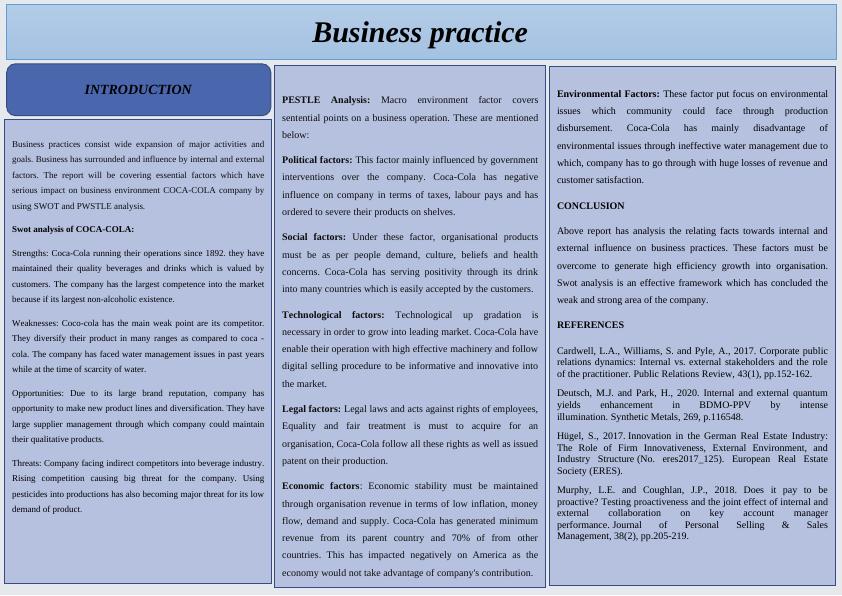 Business Practice: PESTLE Analysis and SWOT Analysis of Coca-Cola_1