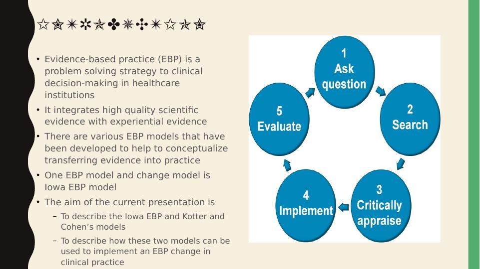 Implementing Iowa EBP and Kotter and Cohen's Change Models in Clinical Practice_1