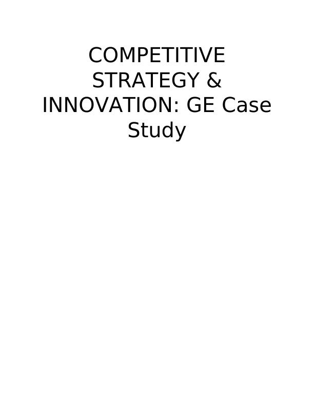 Competitive Strategy and Innovation Assignment_1