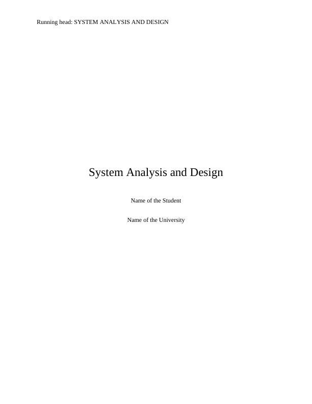ISY00243 Assignment on the System Analysis & Design_1