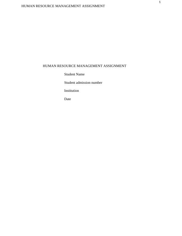 Human Resource Management Assignment_1