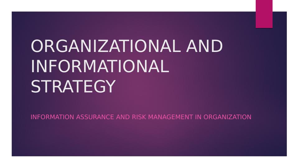 Organizational and Informational Strategy  Assignment 2022_1