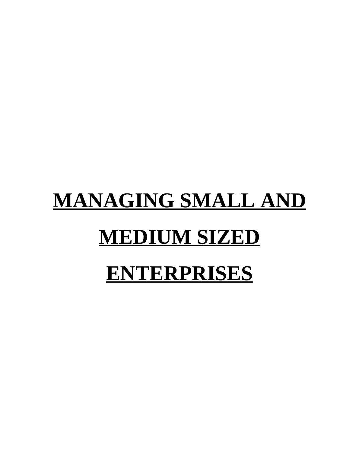 Managing small & medium sized enterprises assignment_1