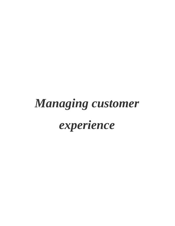 Managing Customer Experience: Assignment_1