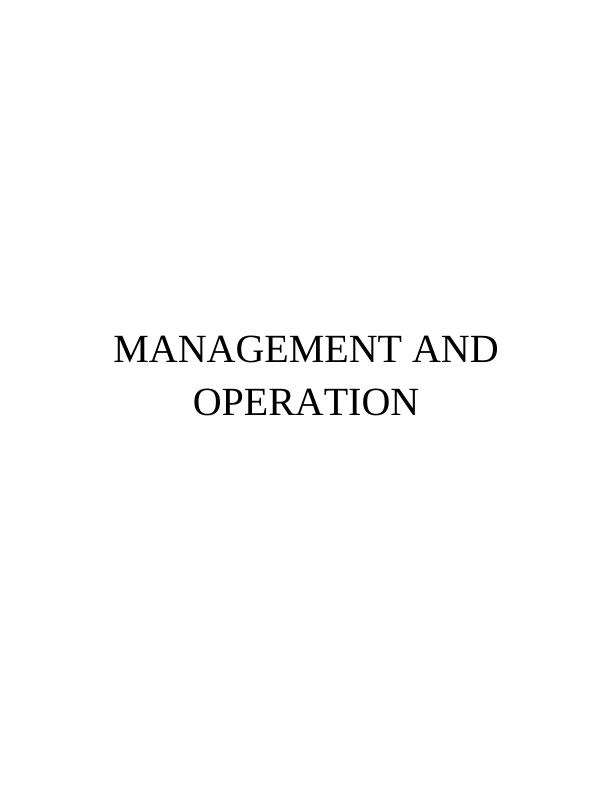 Management and Operation in M&S Company : Report_1