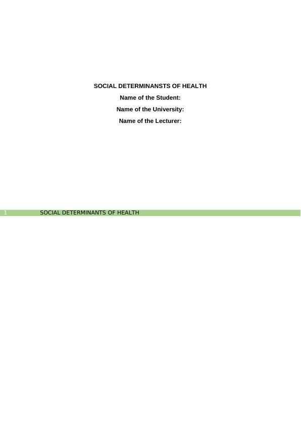 Social Determinants of Health(SDH) | Report_1