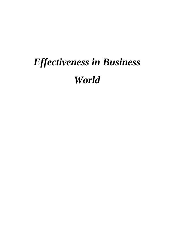 Effectiveness in Business World Report_1