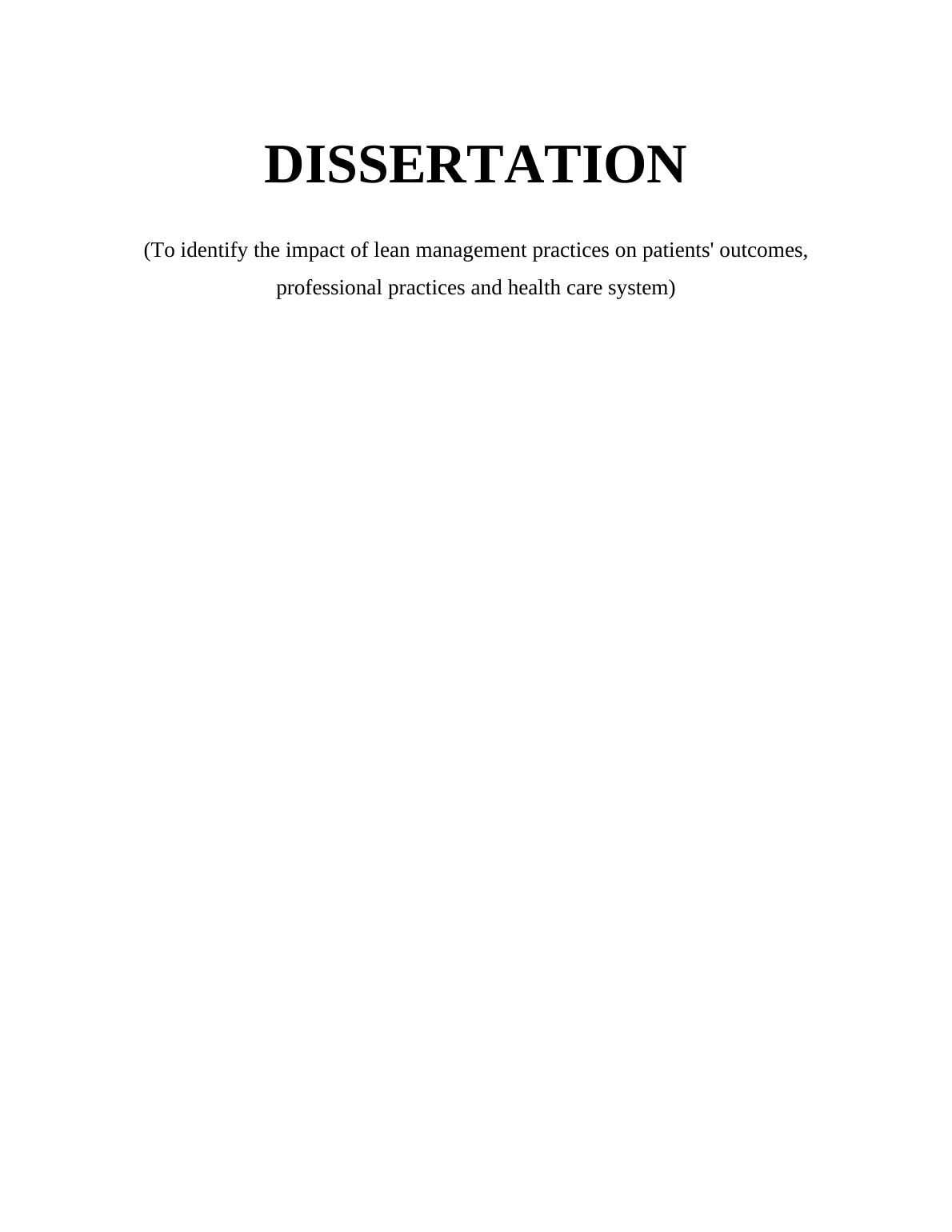 lean management dissertation topics