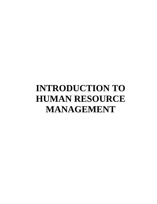 Introduction to Human Resource Management Assignment_1
