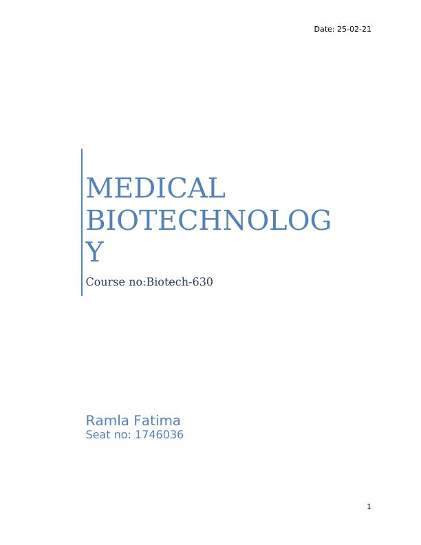 Medical Biotechnology Assignment_1