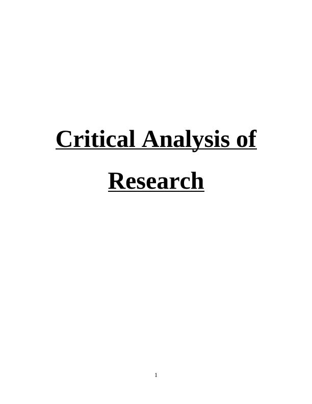 critical analysis of research reports and articles