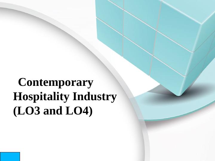 Contemporary Hospitality Industry (LO3 and LO4)_1