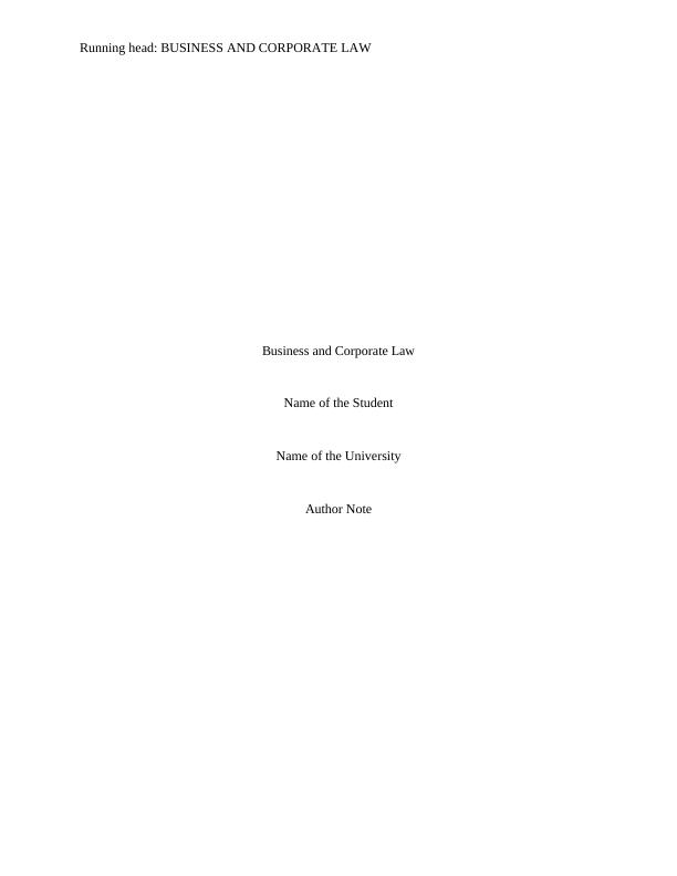 LAW 6000 Business and  Corporate Law_1