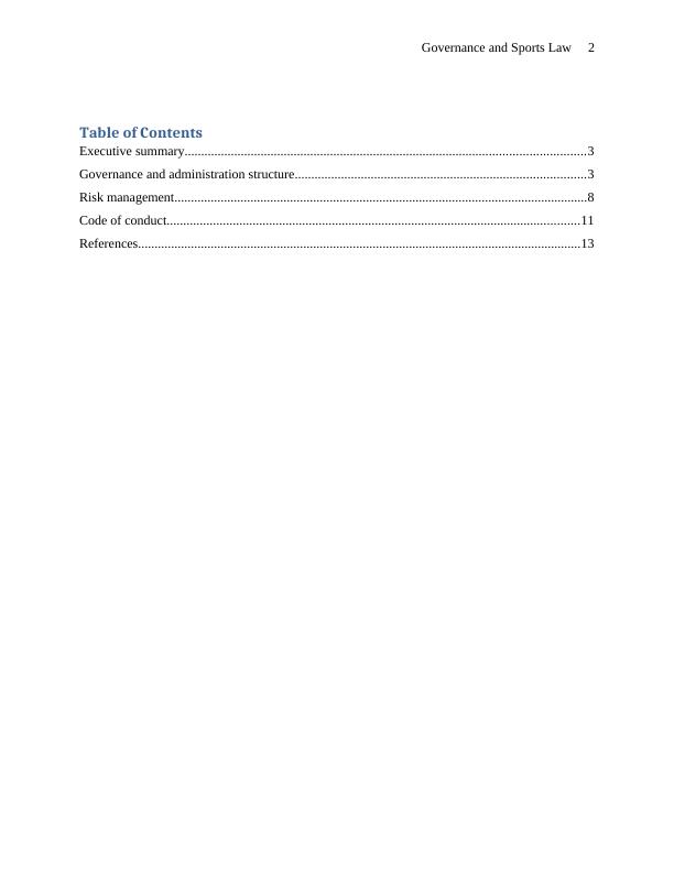 Governance and Sports Law Desklib
