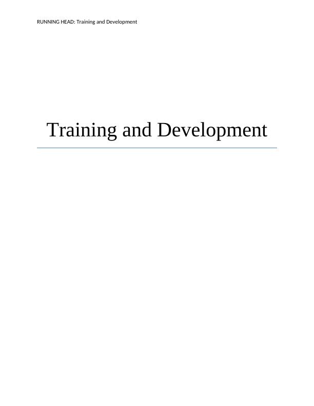 training and development assignment 1