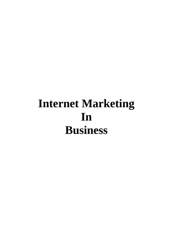 Internet Marketing In Business INTRODUCTION 3 TASK 13 P_1