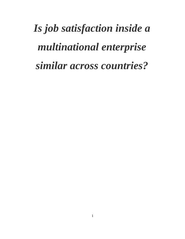 Job Satisfaction in Multinational Enterprises_1