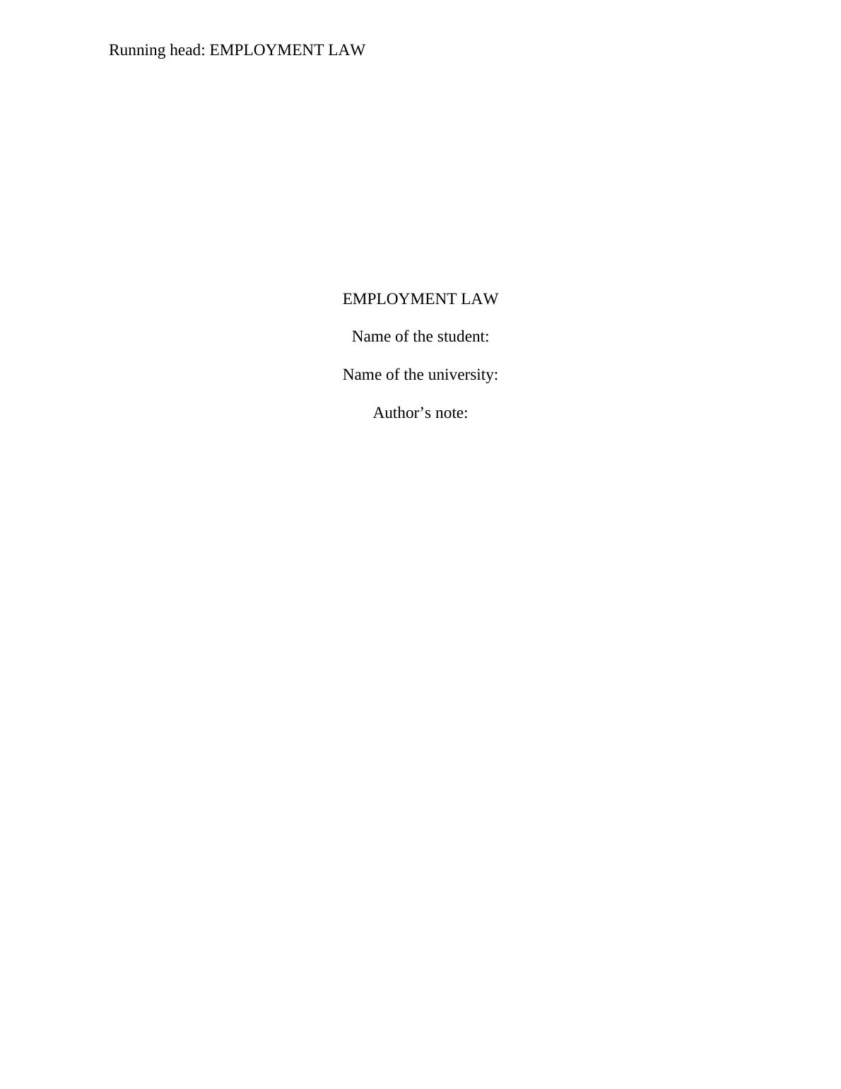 Assignment - Employment Law_1