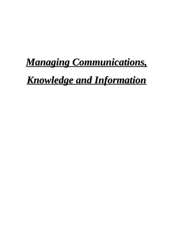 Managing Communications, Knowledge and Information in Posh Nosh Limited : Report_1
